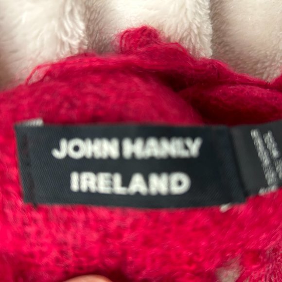 John Hanly Ireland Red‎ Wool Scarf - Picture 7 of 9